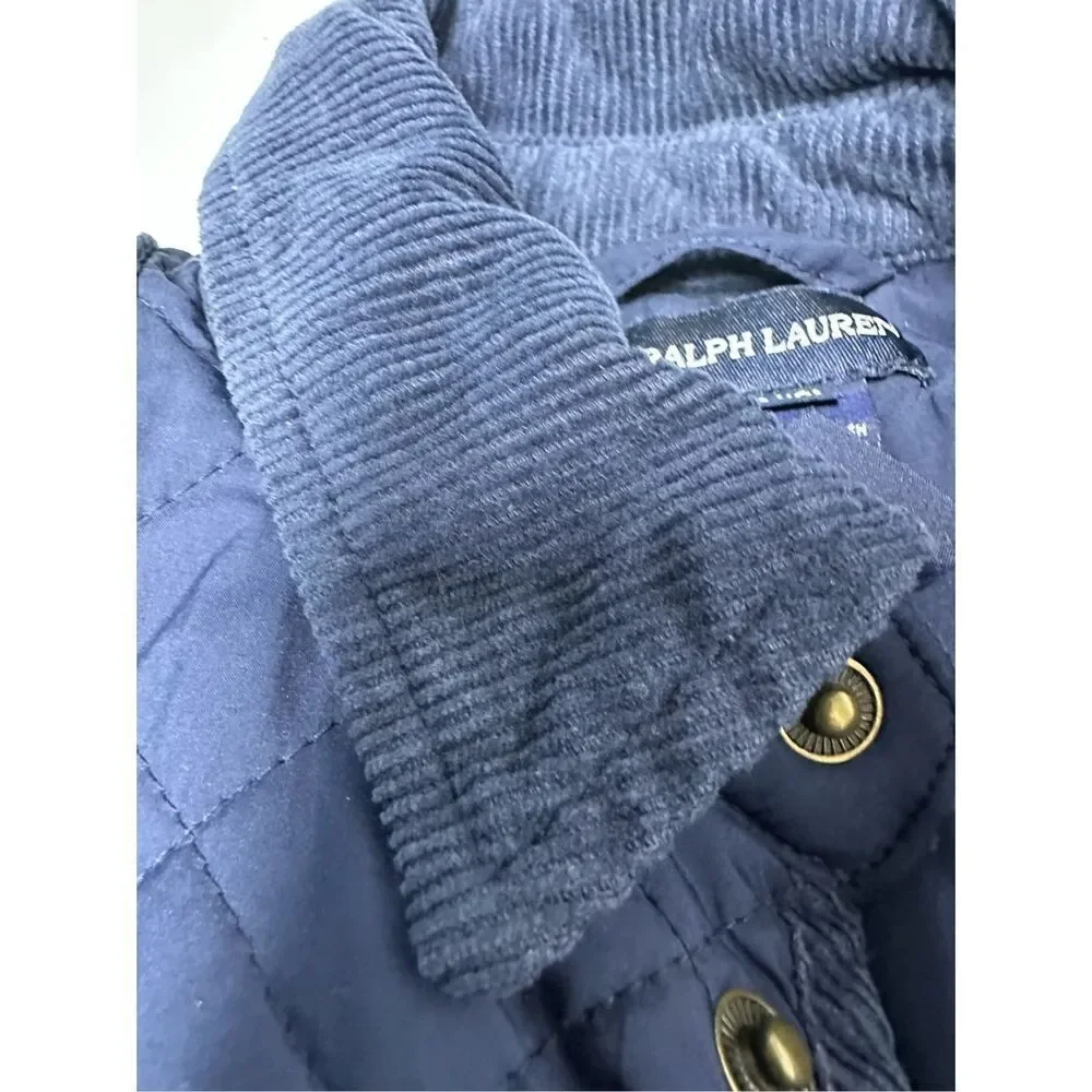 Ralph Lauren Quilted Corduroy Jacket Kids Size M 8/10 No Belt Snap Closure